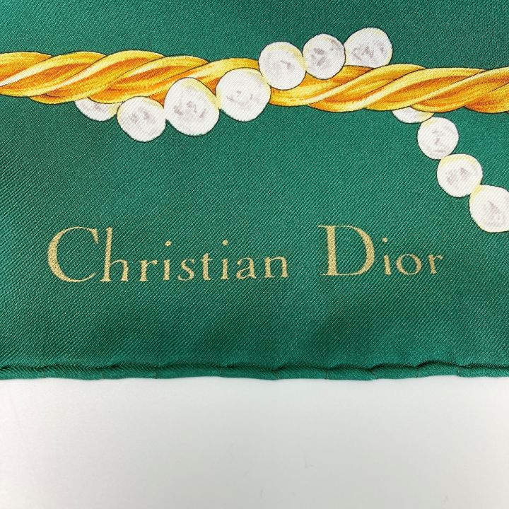 Christian Dior クリスチャンディオール 宝石 ロゴ シルクスカーフ