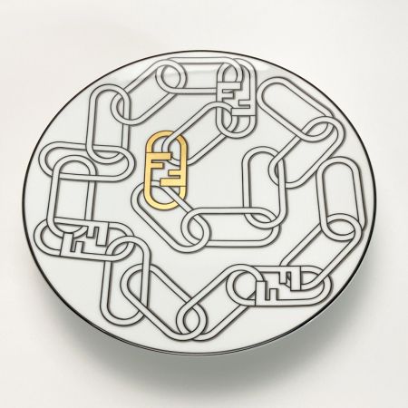  FENDI フェンディ オーロックロゴ ケーキスタンド プレート テーブルウェアコレクション 磁器 箱有