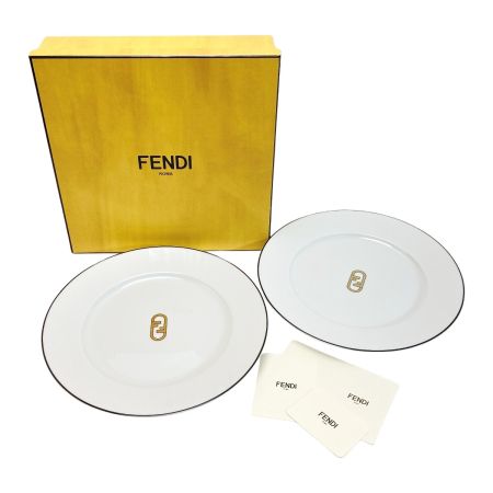  FENDI フェンディ オーロックロゴ プレート 2枚セット テーブルウェアコレクション お皿 箱有