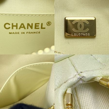  CHANEL シャネル ココマーク マトラッセ ホーボーバッグ イエロー ラムスキン チェーンショルダー