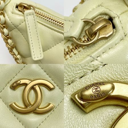  CHANEL シャネル ココマーク マトラッセ ホーボーバッグ イエロー ラムスキン チェーンショルダー