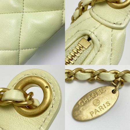  CHANEL シャネル ココマーク マトラッセ ホーボーバッグ イエロー ラムスキン チェーンショルダー