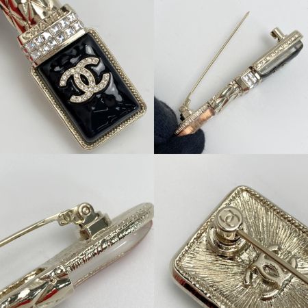 CHANEL シャネル ココマーク リップスティックモチーフ ブローチ A22C ピンク ラインストーン GP 口紅