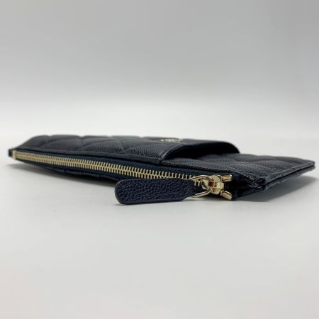  CHANEL シャネル カードウオレット クラシックポーチ キャビアスキン ネイビー レディース