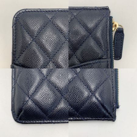  CHANEL シャネル カードウオレット クラシックポーチ キャビアスキン ネイビー レディース