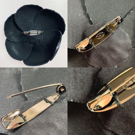  CHANEL シャネル ブローチ カメリア  ブラック×パープル レディース