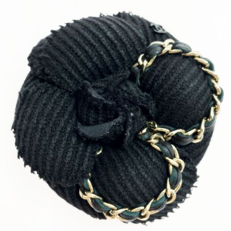  CHANEL シャネル ブローチ チェーン  ブラック