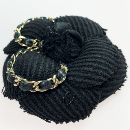  CHANEL シャネル ブローチ チェーン  ブラック