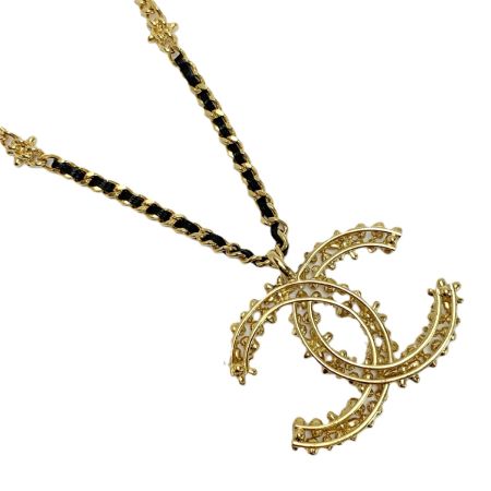  CHANEL シャネル 小花モチーフ ココマーク ネックレス  E23A ゴールド