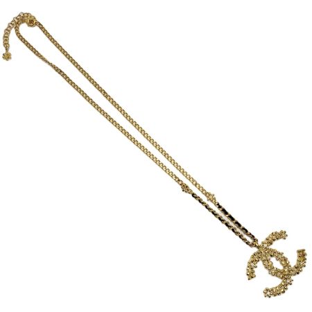  CHANEL シャネル 小花モチーフ ココマーク ネックレス  E23A ゴールド