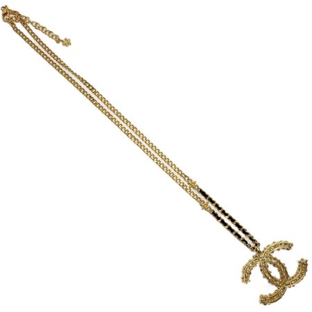  CHANEL シャネル 小花モチーフ ココマーク ネックレス  E23A ゴールド