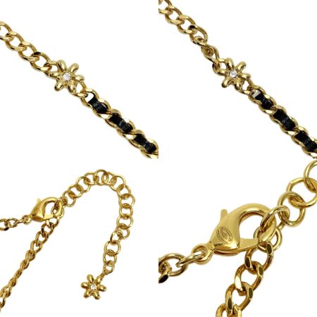  CHANEL シャネル 小花モチーフ ココマーク ネックレス  E23A ゴールド