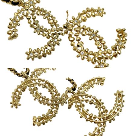  CHANEL シャネル 小花モチーフ ココマーク ネックレス  E23A ゴールド