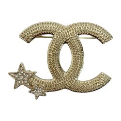 ☆☆ CHANEL シャネル ココマーク スター ブローチ ゴールド GP ラインストーン アクセサリー Bランク