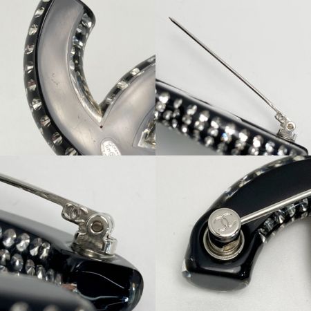  CHANEL シャネル ココマーク ラインストーン ブローチ D21K ブラック レジン