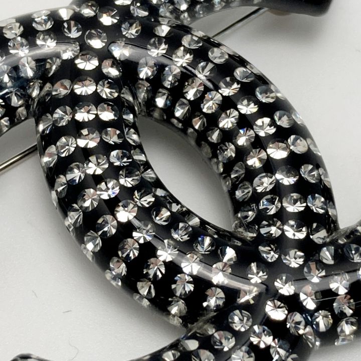 CHANEL シャネル ココマーク ラインストーン ブローチ D21K ブラック