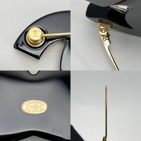  CHANEL シャネル ブローチ ブラック×ゴールド レジン