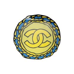 ☆☆ CHANEL シャネル 手書き風ココマーク D23A イエロー×ブルー ジュエリー アクセサリー ブローチ Bランク