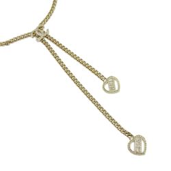 ☆☆ CHANEL シャネル ココマーク ハート チェーンタイ F23B ゴールド GP ラインストーン ネックレス Bランク