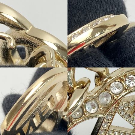  CHANEL シャネル ココマーク ハート チェーンタイ F23B ゴールド GP ラインストーン ネックレス