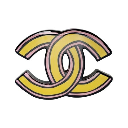  CHANEL シャネル 手書き風のココマーク D23A イエロー×ピンク ジュエリー アクセサリー ブローチ