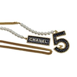 ☆☆ CHANEL シャネル №5 パール ネックレス I24P ロング メッキ ネックレス Bランク