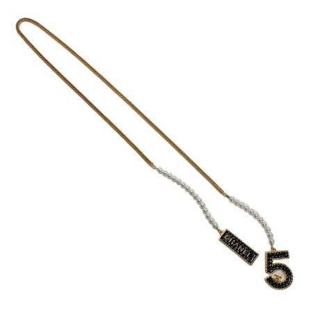  CHANEL シャネル №5 パール ネックレス I24P ロング メッキ ネックレス