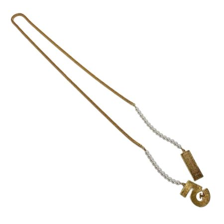  CHANEL シャネル №5 パール ネックレス I24P ロング メッキ ネックレス