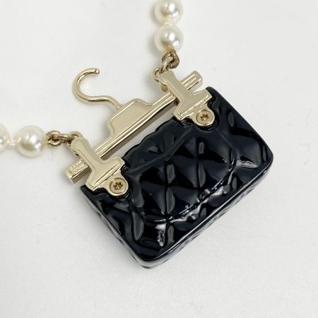  CHANEL シャネル ココマーク マトラッセバッグ ネックレス B23C ブラック×ゴールド GP フェイクパール