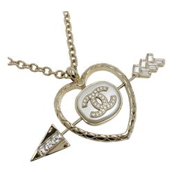 ☆☆ CHANEL シャネル ココマーク ハート アロー ネックレス B23C ゴールド GP ラインストーン Bランク