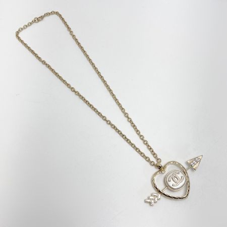  CHANEL シャネル ココマーク ハート アロー ネックレス B23C ゴールド GP ラインストーン