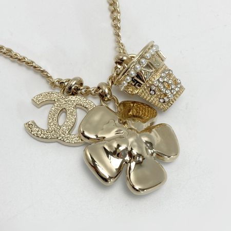  CHANEL シャネル ココマーク フラワー ネックレス B23S ゴールド GP ラインストーン フェイクパール