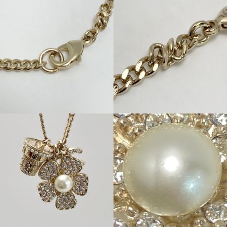  CHANEL シャネル ココマーク フラワー ネックレス B23S ゴールド GP ラインストーン フェイクパール