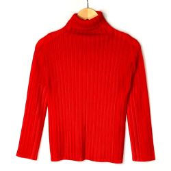 ☆☆ ISSEY MIYAKE イッセイミヤケ PLEATS PLEASE 長袖 カットソー PP13-FK363 レッド サイズ 3 レディース Bランク