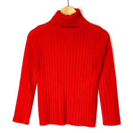  ISSEY MIYAKE イッセイミヤケ PLEATS PLEASE 長袖 カットソー PP13-FK363 レッド サイズ 3 レディース