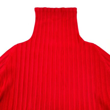  ISSEY MIYAKE イッセイミヤケ PLEATS PLEASE 長袖 カットソー PP13-FK363 レッド サイズ 3 レディース