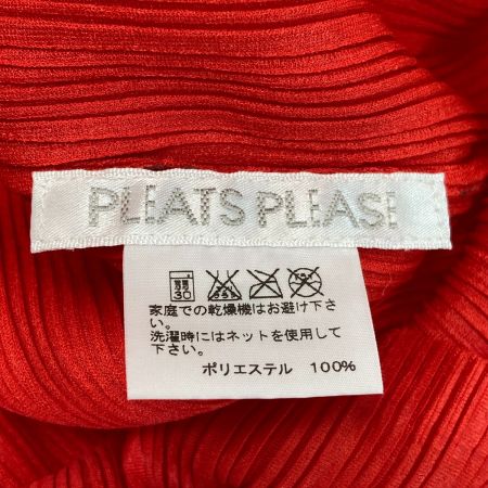  ISSEY MIYAKE イッセイミヤケ PLEATS PLEASE 長袖 カットソー PP13-FK363 レッド サイズ 3 レディース