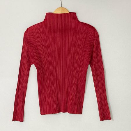  ISSEY MIYAKE イッセイミヤケ PLEATS PLEASE 長袖カットソー PP73-JK183 レッド サイズ 3 レディース