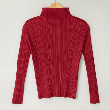  ISSEY MIYAKE イッセイミヤケ PLEATS PLEASE 長袖カットソー PP73-JK183 レッド サイズ 3 レディース