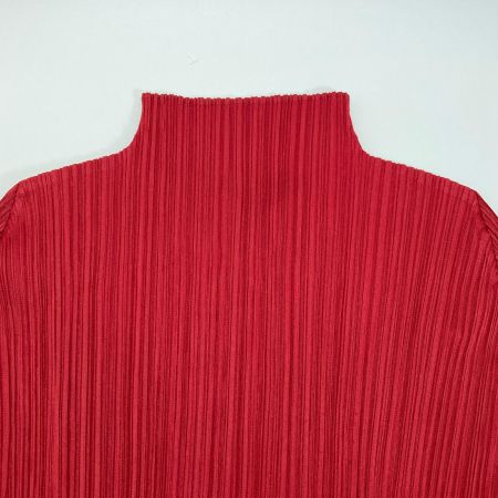  ISSEY MIYAKE イッセイミヤケ PLEATS PLEASE 長袖カットソー PP73-JK183 レッド サイズ 3 レディース