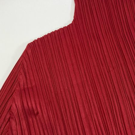  ISSEY MIYAKE イッセイミヤケ PLEATS PLEASE 長袖カットソー PP73-JK183 レッド サイズ 3 レディース