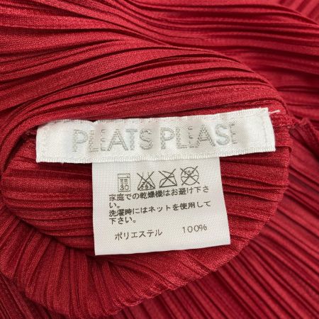  ISSEY MIYAKE イッセイミヤケ PLEATS PLEASE 長袖カットソー PP73-JK183 レッド サイズ 3 レディース