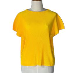 ☆☆ ISSEY MIYAKE イッセイミヤケ PLEATS PLEASE ノースリーブカットソー SIZE 3 PP31-FK365 イエロー系 レディース Bランク