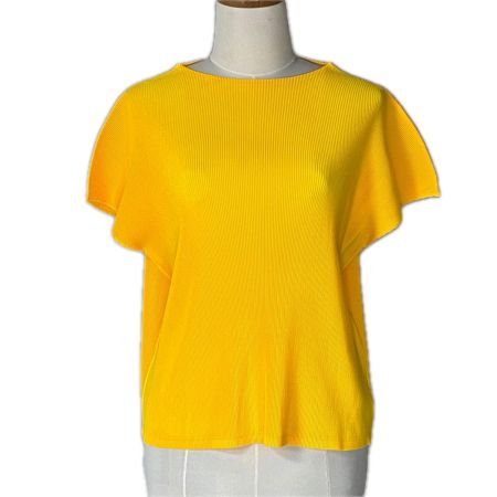  ISSEY MIYAKE イッセイミヤケ PLEATS PLEASE ノースリーブカットソー SIZE 3 PP31-FK365 イエロー系 レディース