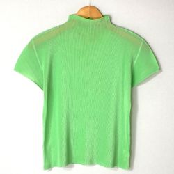 ☆☆ ISSEY MIYAKE イッセイミヤケ PLEATS PLEASE 半袖 カットソー PP23-FK305 黄緑 サイズ 3 レディース Cランク