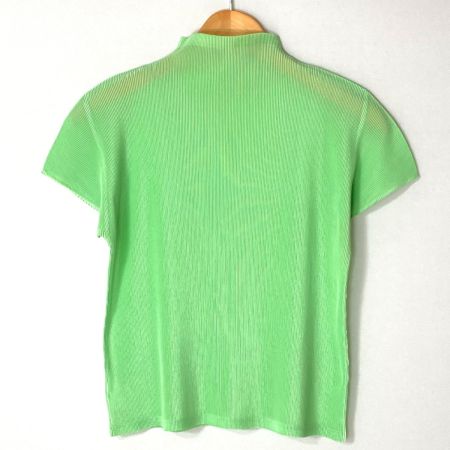  ISSEY MIYAKE イッセイミヤケ PLEATS PLEASE 半袖 カットソー PP23-FK305 黄緑 サイズ 3 レディース