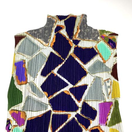  ISSEY MIYAKE イッセイミヤケ ノースリーブカットソー PP33-JK732 パープル×グレー サイズ 3 レディース