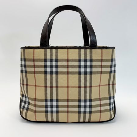  BURBERRY バーバリー PVC チェック柄 ベージュ ハンドバッグ
