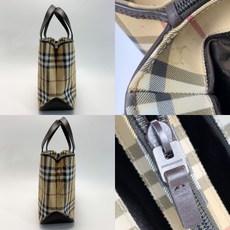  BURBERRY バーバリー PVC チェック柄 ベージュ ハンドバッグ