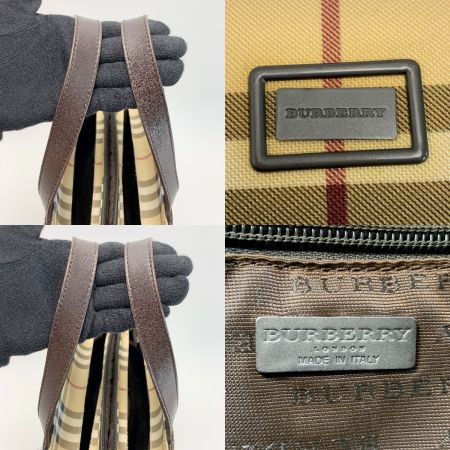  BURBERRY バーバリー PVC チェック柄 ベージュ ハンドバッグ